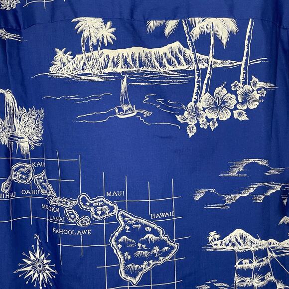 Vintage Royal Creations Blue Hawaiian Shirt Mens Size XL Bottom Up Short Sleeve - Picture 7 of 7